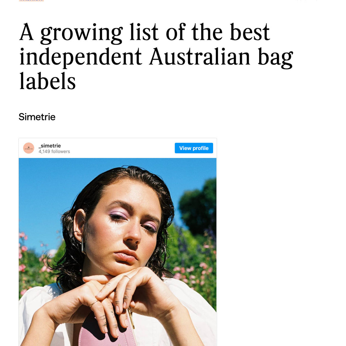 the best bag brands, by Fashion Journal simétrie