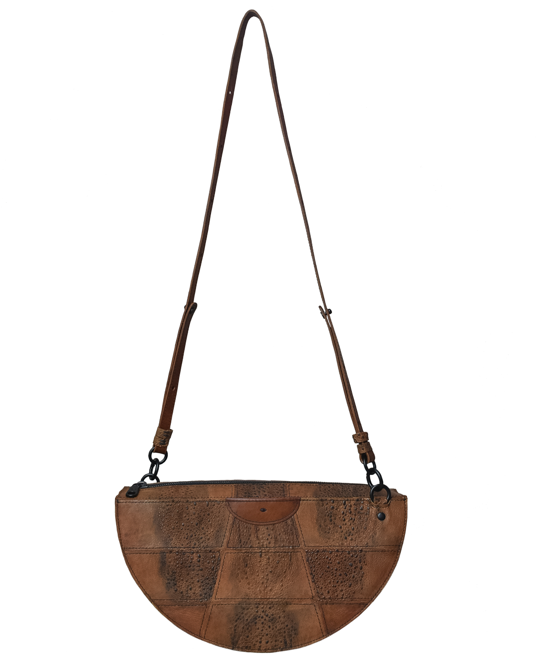 simetrie L thick crescent moon bag / dark chocolate toad