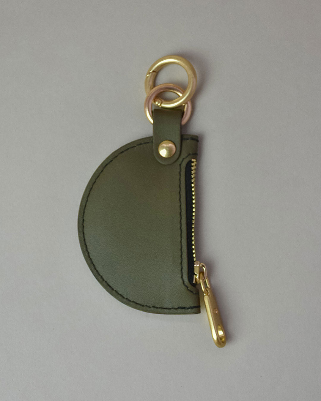 baby crescent moon charm / olive