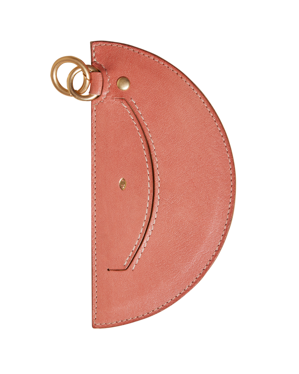 crescent moon card charm / red earth