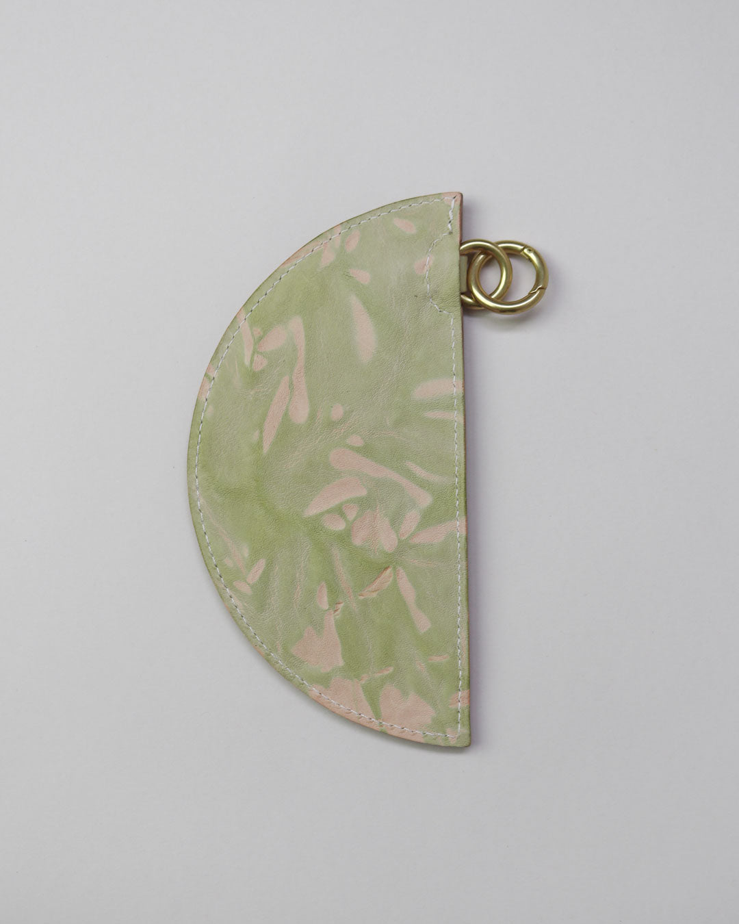 crescent moon card charm / celery tie dye