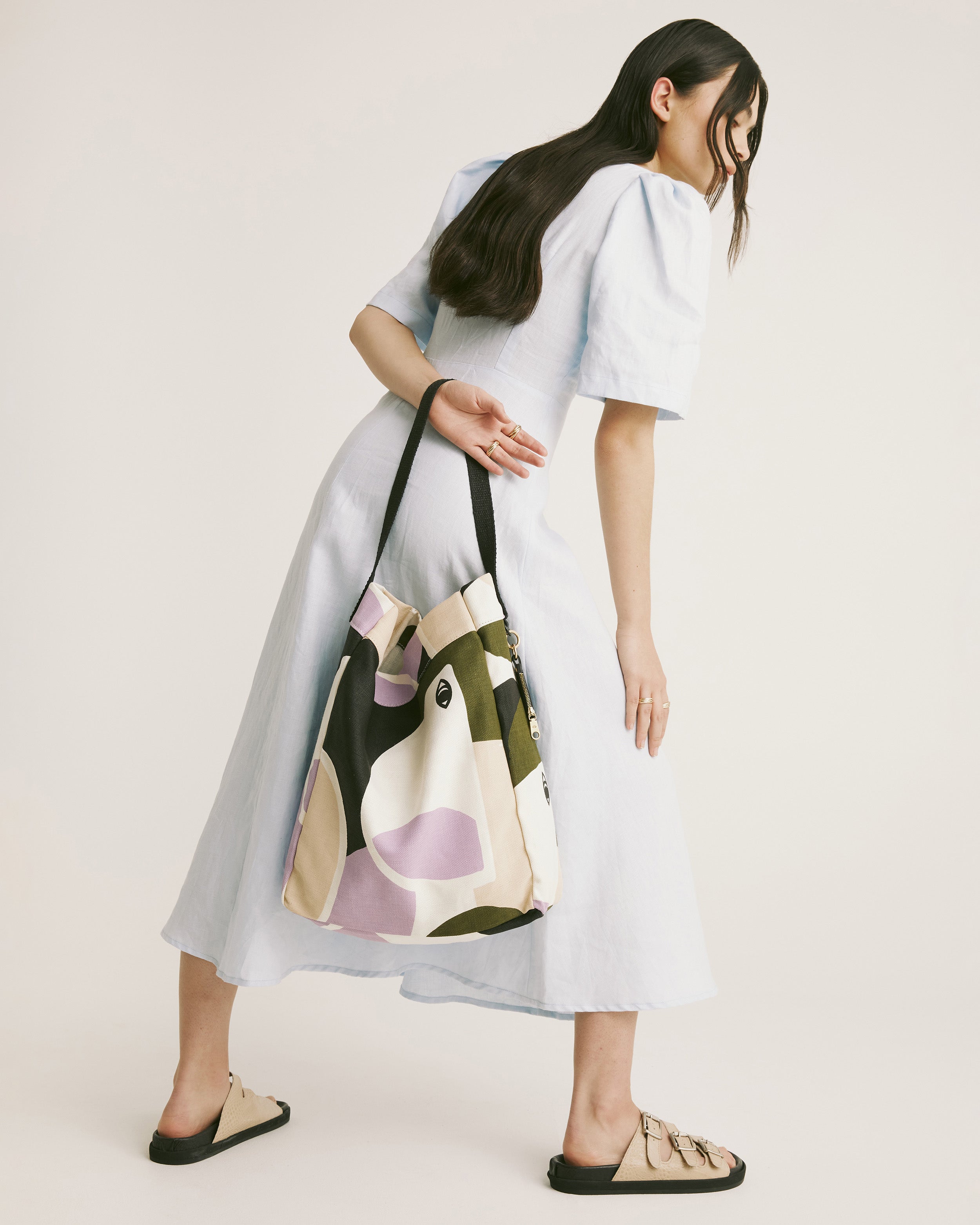 thick tote bag / spring fields print